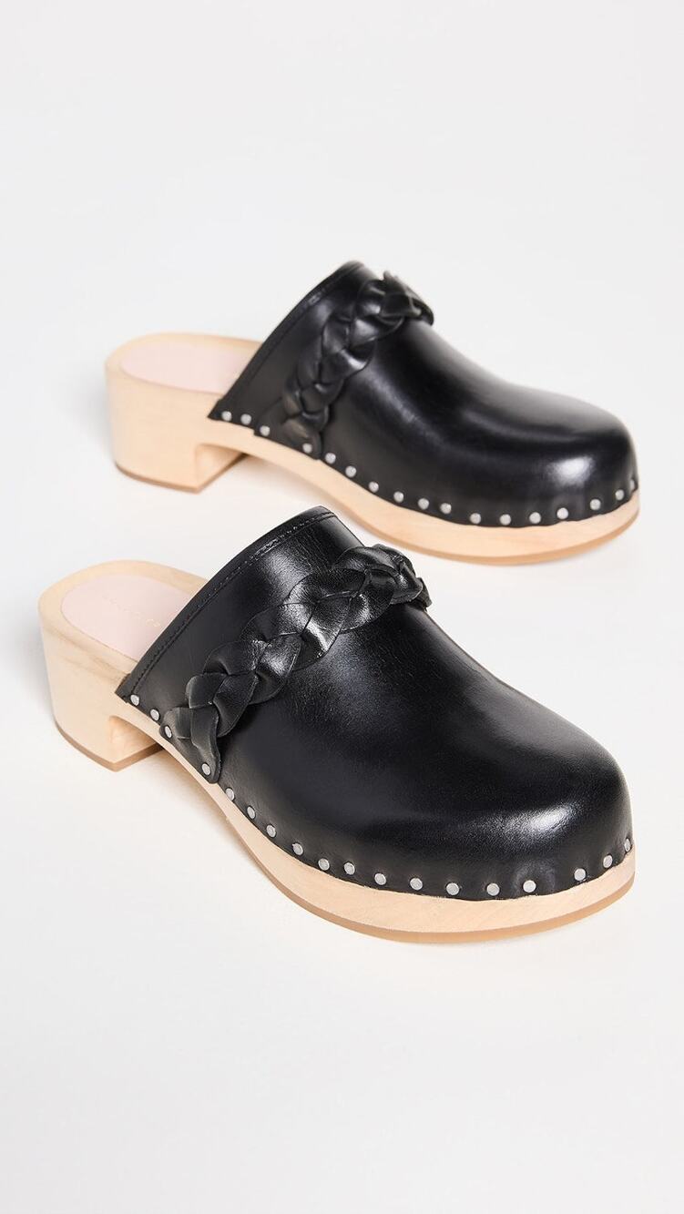 NWOT Loeffler Randall Leather and Wood Closed Toe Clogs Sandals Women's US 5